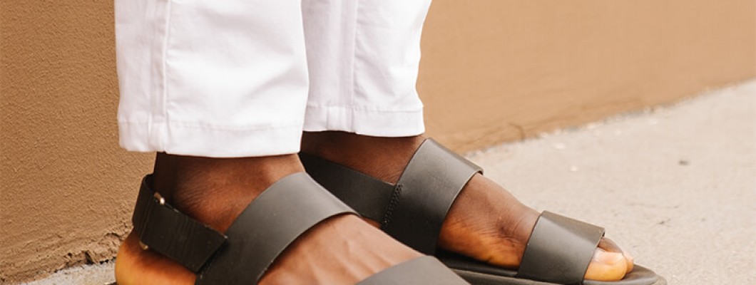 Men's leather sandals in summer