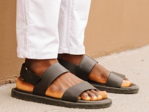 Men's leather sandals in summer